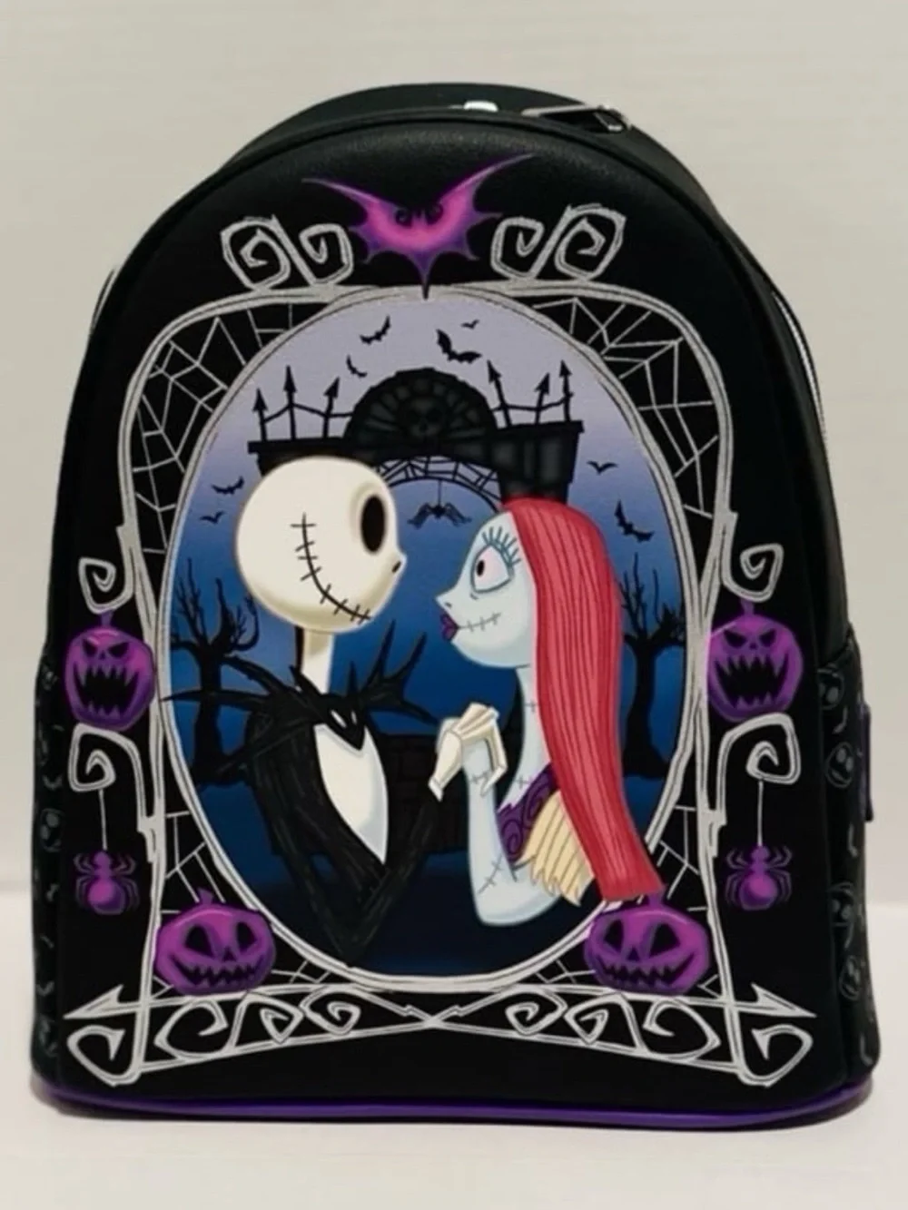 Loungefly Disney NWT NBC Jack & Sally Pumpkin Frame Mini Backpack & Wallet